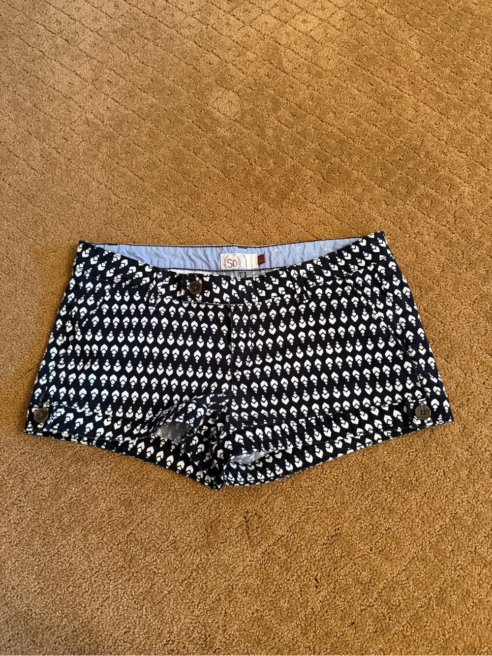 SO Low Rise Micro Black and White Pattern Short Shorts Women’s Size 11